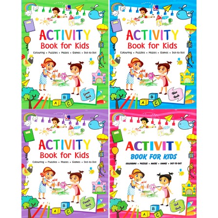 Activity Book For Kids - Colouring, Puzzles, Mazes, Games, Dot To Dot (Set Of 4 Books)